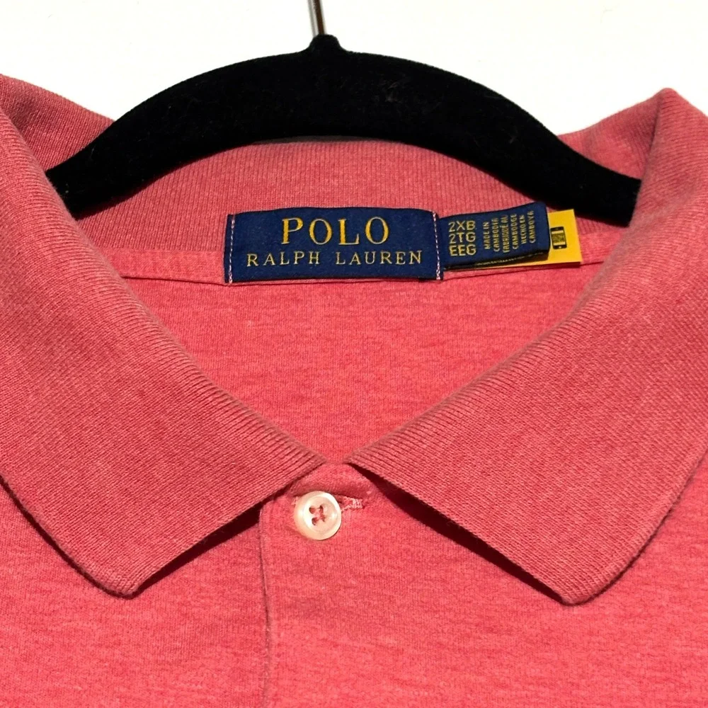 POLO RALPH LAUREN Classic‎ Fit Polo Shirt XXL Mens Coral Pink Flesh Pony Preppy